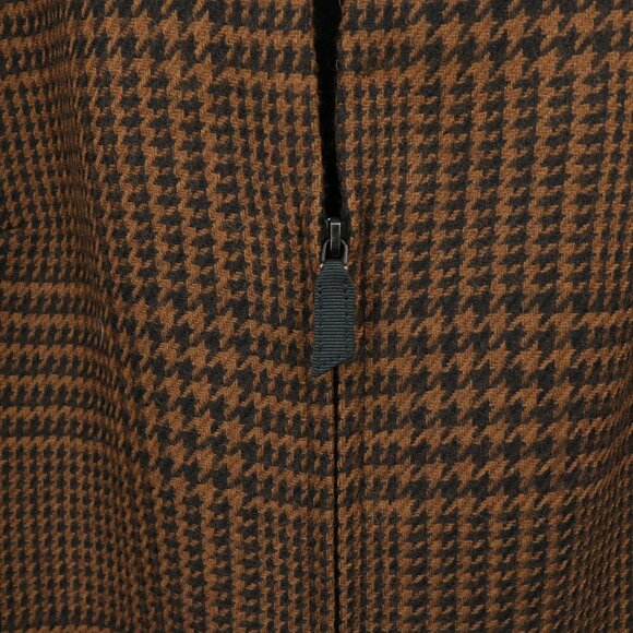 Akris Brown Black Houndstooth Plaid Zip Front Lined Blazer Jacket 14 - Picture 4 of 6